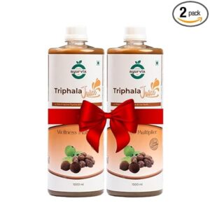 Ayurvia Triphala Juice – Natural Antioxidant Blend of Amla, Harad & Baheda for Digestion, Metabolism & Weight Loss Support – 1000ml, Gluten-Free, No Added Sugar (Pack of 2)