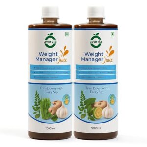 Ayurvia Fat Reducer Weight Manager Juice For Men Women's – 1L | Ayurvedic Blend with Amla, Harad, Green Tea & Giloy | Weight Management, Boosts Metabolism Aids Digestion - Pk of 2