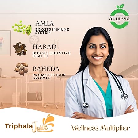 Ayurvia Triphala Juice – Natural Antioxidant Blend of Amla, Harad & Baheda for Digestion, Metabolism & Weight Loss Support – 1000ml, Gluten-Free, No Added Sugar (Pack of 2) - Image 5