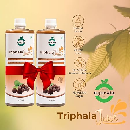 Ayurvia Triphala Juice – Natural Antioxidant Blend of Amla, Harad & Baheda for Digestion, Metabolism & Weight Loss Support – 1000ml, Gluten-Free, No Added Sugar (Pack of 2) - Image 6