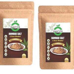 Ayurvia Bamboo Salt - 6 Times Roasted, 250g | Natural Antioxidant & Deep Detox | Boosts Immunity, Strengthens Joints & Bones | Cardiac Wellness, Skin & Oral Care | Premium Mineral-Rich Salt (250 g (Pack of 2))