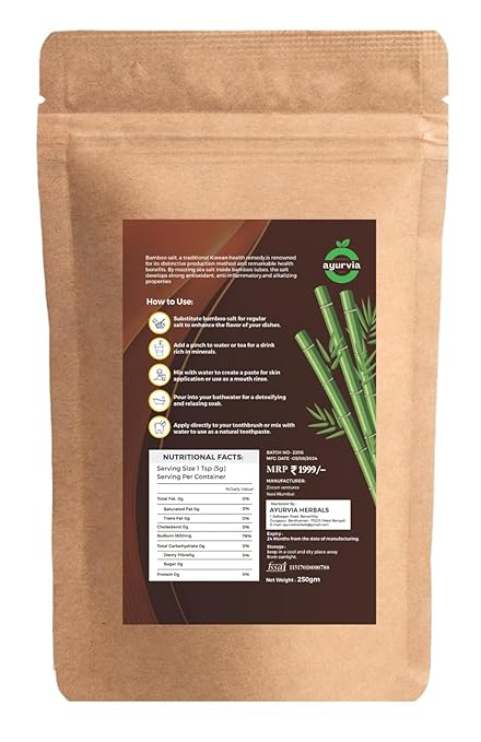 Ayurvia Bamboo Salt - 6 Times Roasted, 250g | Natural Antioxidant & Deep Detox | Boosts Immunity, Strengthens Joints & Bones | Cardiac Wellness, Skin & Oral Care | Premium Mineral-Rich Salt - Image 3