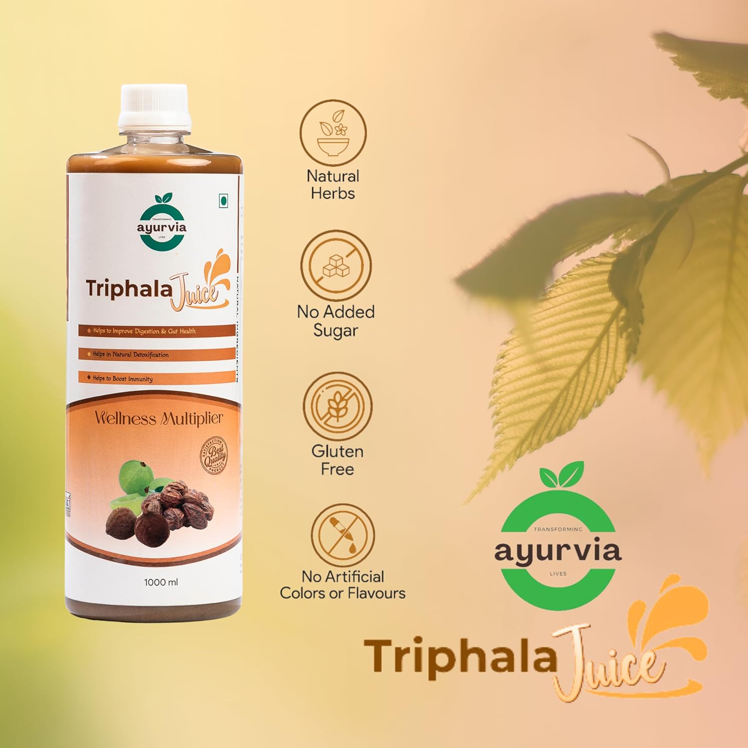 Ayurvia Triphala Juice 1L – 100% Ayurvedic Digestive Health, Relieves Constipation, Natural, Gut Wellness | Weight Management Support Juice - Image 6