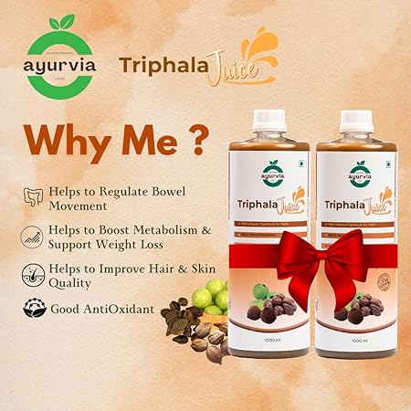 Ayurvia Triphala Juice – Natural Antioxidant Blend of Amla, Harad & Baheda for Digestion, Metabolism & Weight Loss Support – 1000ml, Gluten-Free, No Added Sugar (Pack of 2) - Image 3