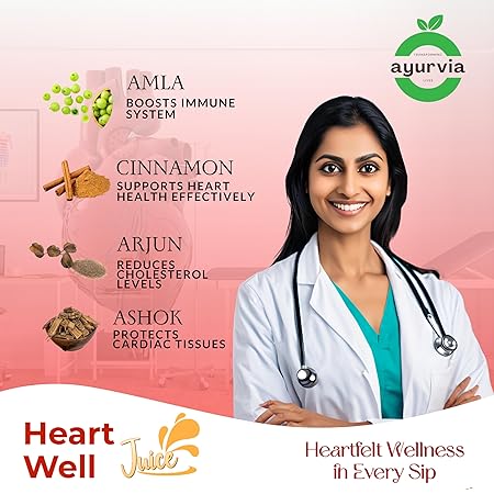 Ayurvia Heart Well BP Care Juice - 1L | Ayurvedic BP & Cholesterol Control Juice | Arjun, Amla, Ashok, Cinnamon | No Sugar | Herbal Tonic for Heart Health & Blood Pressure Support - Image 5