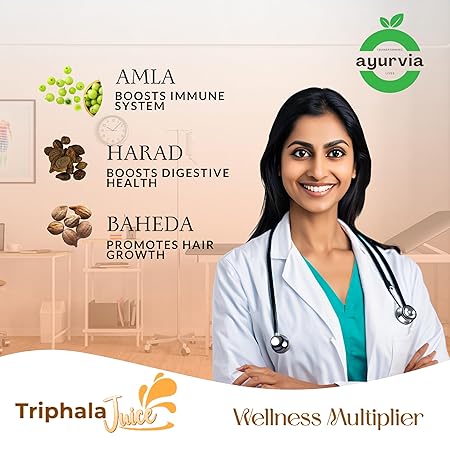 Ayurvia Triphala Juice 1L – 100% Ayurvedic Digestive Health, Relieves Constipation, Natural, Gut Wellness | Weight Management Support Juice - Image 4